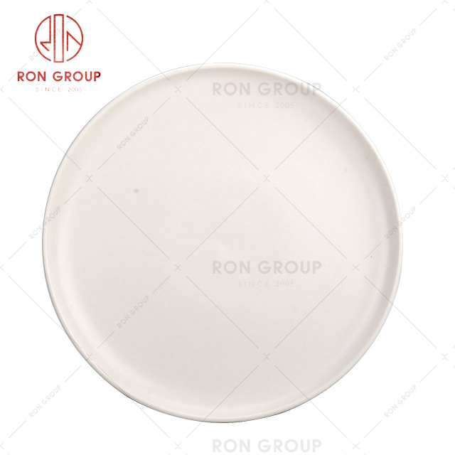 Good Quality simple style elegant matte Flat White Round Dinner Plate