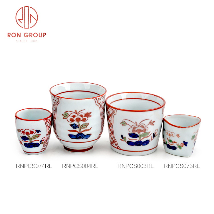 Good quality Asian style porcelain dinnerware set restaurant hotel supplies porcelain tea wine cup