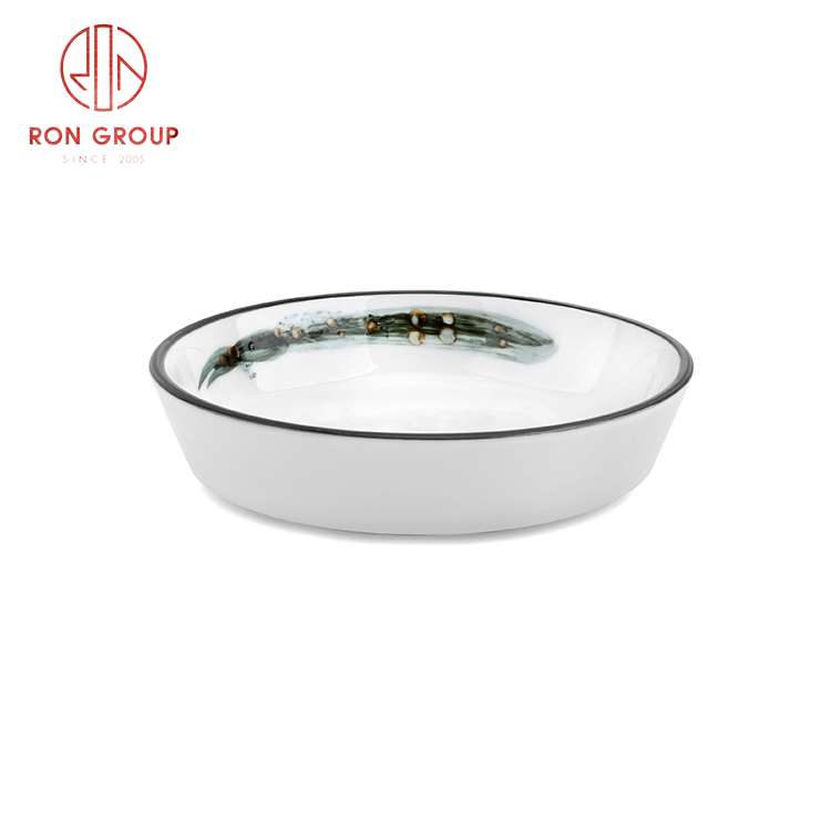 New chinese modern porcelain straight round plate fine dining porcelain ink painting tableware