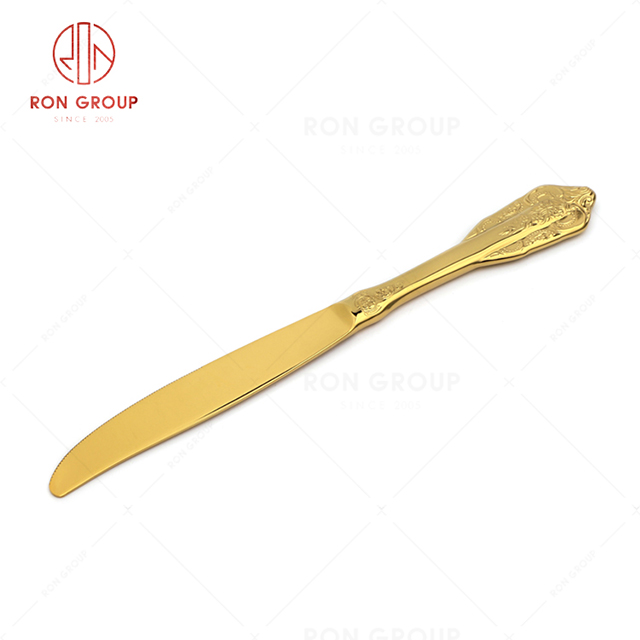 RN0068E00317  Wholesale Unique Design Exquisite Gold Stainless Steel  Table Knife