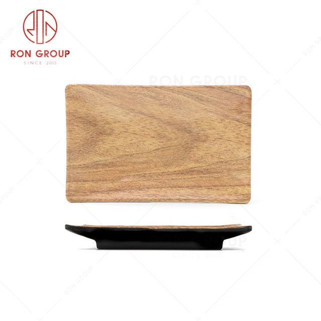 RN0039M00065 Hot Sale High Quality Durable Brown Wood Grain Melamine Rectangular Plate