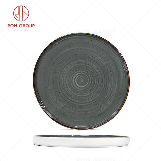 RN0037P04553-54 Wholesale Chip Proof Dark Grey Porcelain  Round Plate