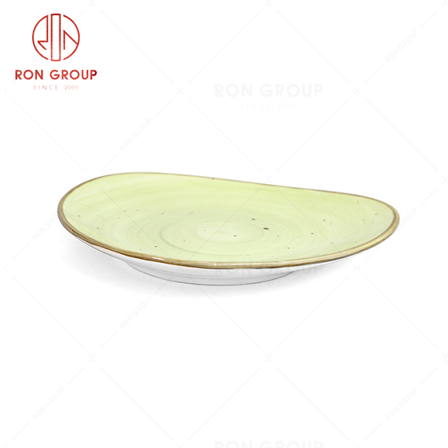 RonGroup New Color Apple Green  Chip Proof Porcelain  Collection - Ceramic Dinnerware Trigon Plate