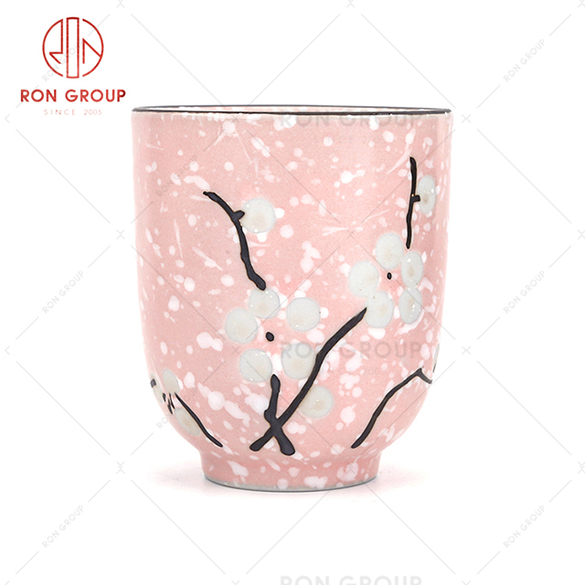 Pink series white cherry blossom lovely style hotel activity cup restaurant ceramic high tea cup