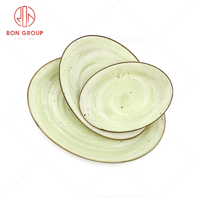 RonGroup New Color Apple Green  Chip Proof Porcelain  Collection - Ceramic Dinnerware Fish Plate