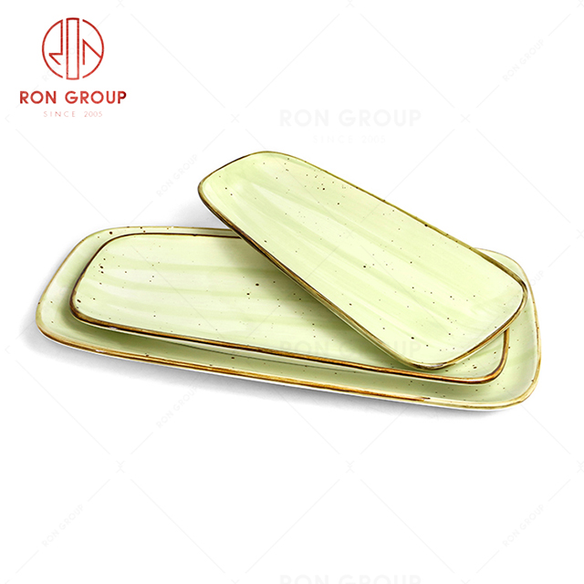 RonGroup New Color Apple Green  Chip Proof Porcelain  Collection - Ceramic Dinnerware Bread Shape Plate