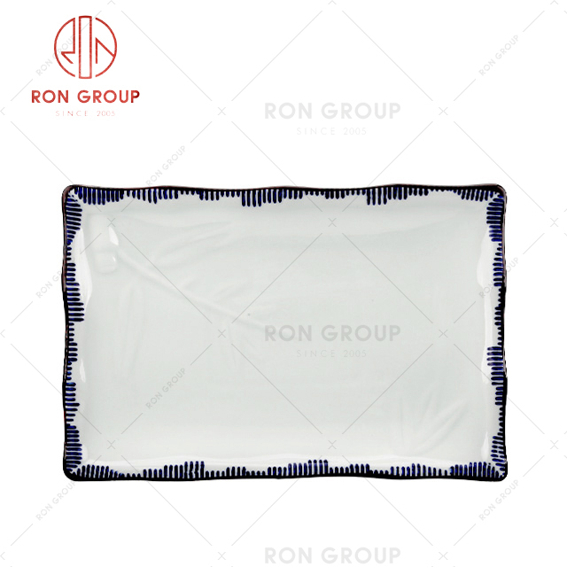 rectangular Fine dining restaurant use dish ceramic plate fine porcelain kitchen plates