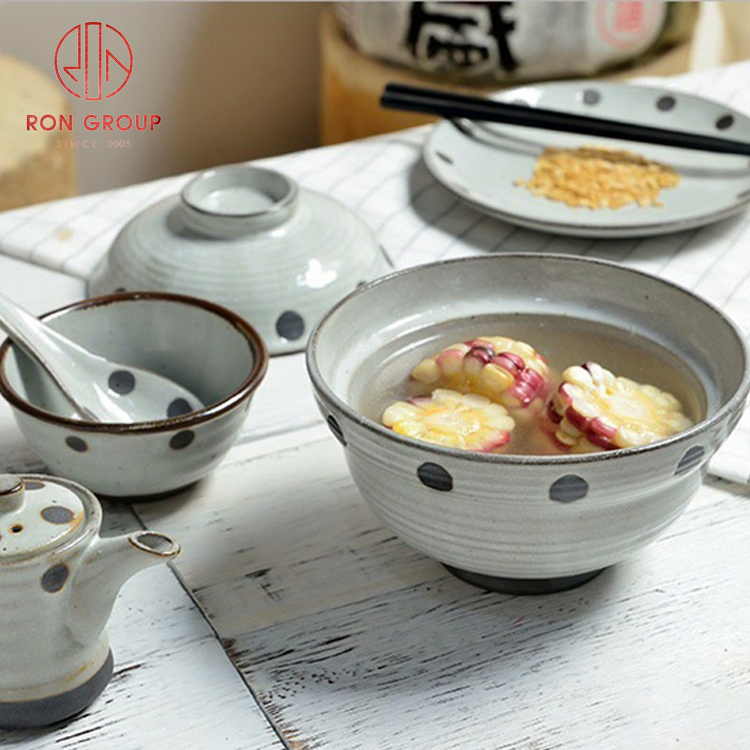 Asian style restaurant hotel supplies ceramic whorl bowl Japanese tableware set 