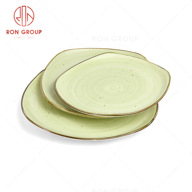 RonGroup New Color Apple Green  Chip Proof Porcelain  Collection - Ceramic Dinnerware Shallow Square Plate