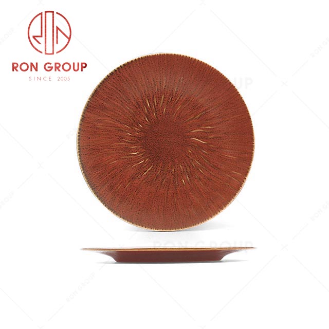 RN0020P00281 Wholesale Unique Design Practical and Beautiful Rustic Red Collection Flat Plate