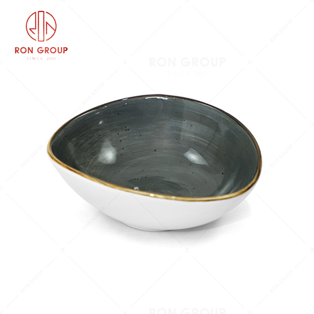 RN0037P04588-90 Wholesale Chip Proof  Porcelain Collection Dark Grey Trigon  Bowl