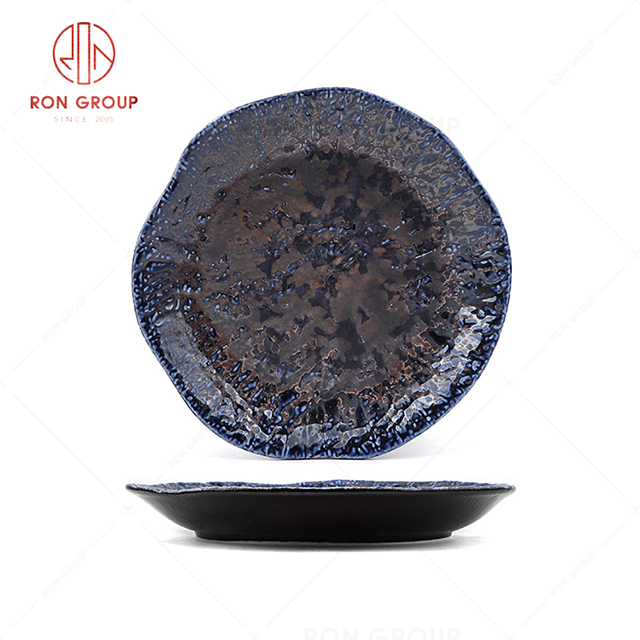RN0660P00284 Wholesale Unique Design  Blue Agate  Lotus Soup Plate