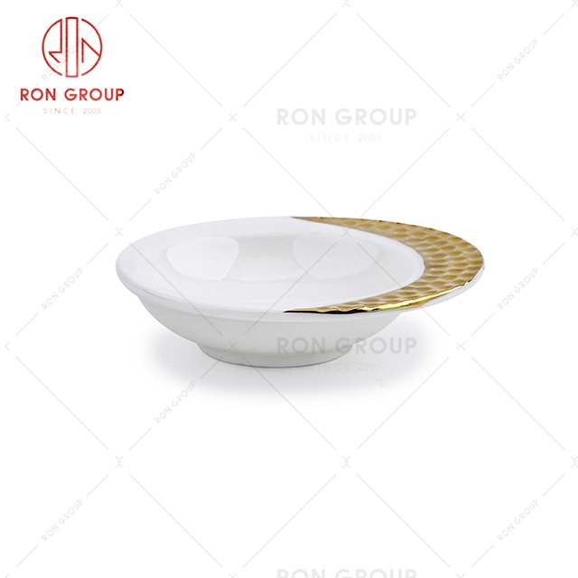 Trendy design hotel gold plated tableware restaurant lawn wedding sauce plate