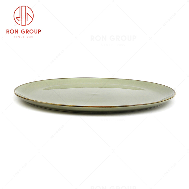 RonGroup New Color Morandi Chip Proof Porcelain  Collection - Ceramic Dinnerware Pizza  Plate