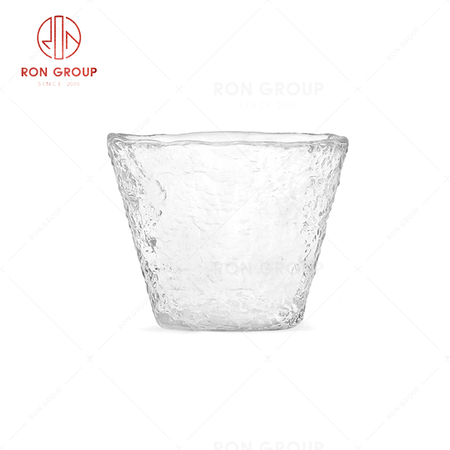 RN0056G00542 Hot Selling Clear and Visible Texture Glass Tea Cup