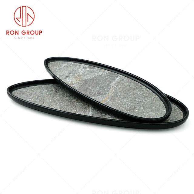 RN0039M00027-29 Hot Sale High Quality Durable Grey Stone Grain Melamine Plate