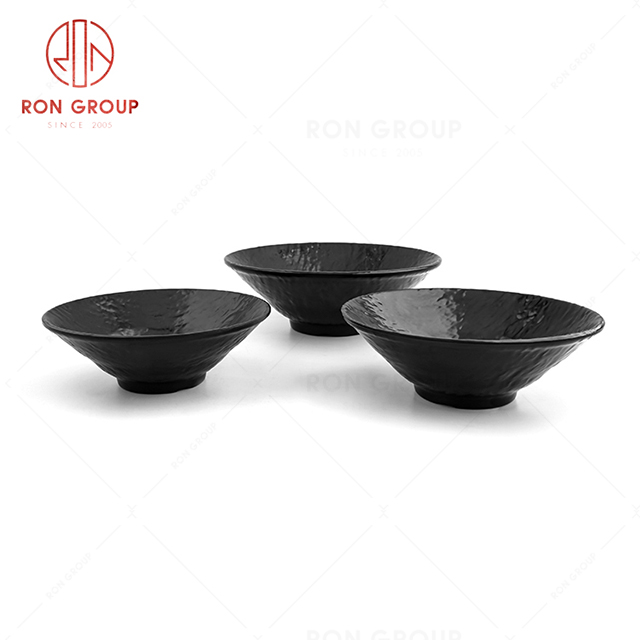 Wholesale supply  restaurant tableware black melamine frosted round bowl