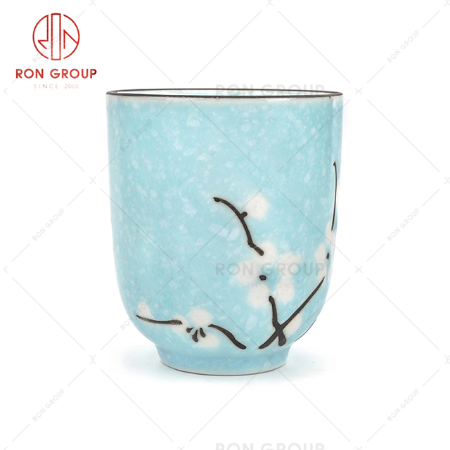 Wholesale supply restaurant high-quality ceramic blue hotel decorative sake tea cup