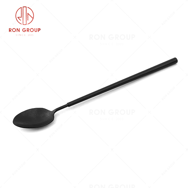 RN0178E00141 Hot Sale High Quality Exquisite Black Stainless Steel Barton Series-- Ice Tea Spoon