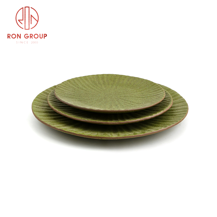 Creative Asian style ceramic dinnerware set restaurant hotel use ceramic blade grain round plate