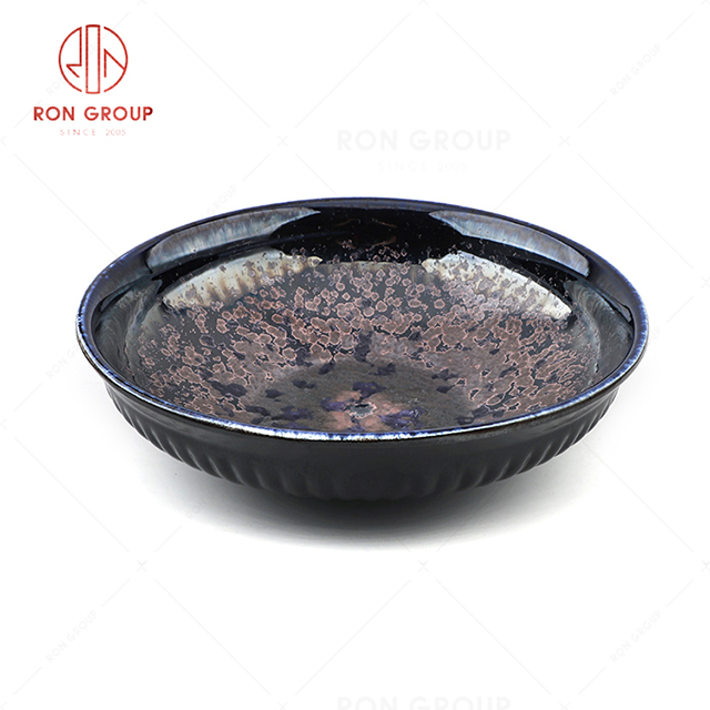 RN0660P00268  Hot Selling Unique Design Blue Agate Ceramic Round Bowl