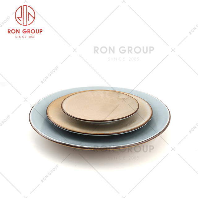 Factory supply restaurant shadow round plate japanese ceramic plate for restaurant