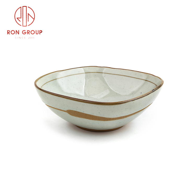 Japanese Korean style square bowl rice salad bowl for restaurant Asian style creative ceramic bowls