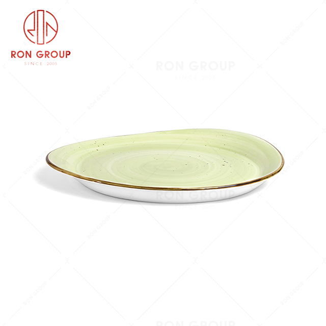 RonGroup New Color Apple Green  Chip Proof Porcelain  Collection - Ceramic Dinnerware Round Soup Plate