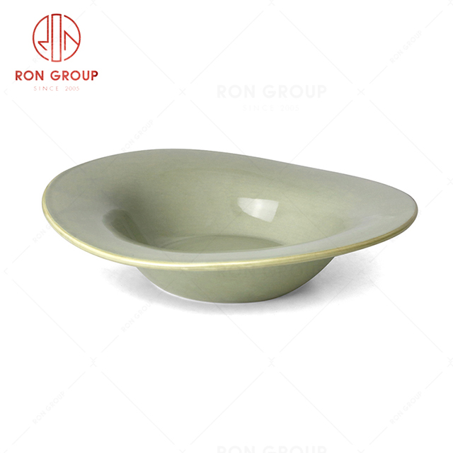 RonGroup New Color Morandi Chip Proof Porcelain  Collection - Ceramic Dinnerware Rondom  Plate