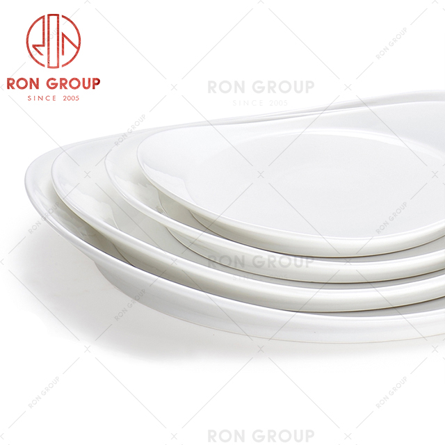 Boat shaped double ear restaurant lovely tableware anti scalding hotel soup hot dish plate