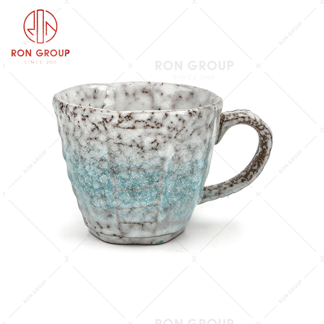Hotel essential tea cup trendy design hand-painted creative ceramic cup with handle