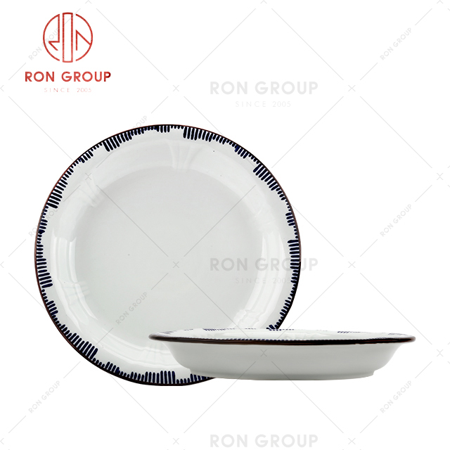 RON group new design white ceramic dinner plate for fine dining restaurant