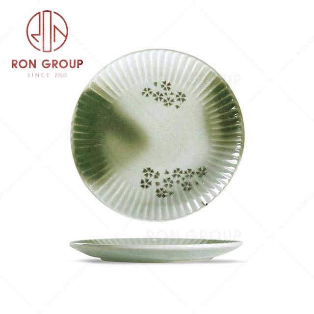 RN0039P02655 Hot Sale Uique Design Exquisite Sakura Green Round Plate