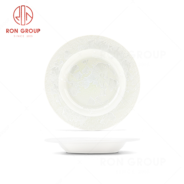 RN0660P00151  Hot Sale Unique Design Ceramic Stone Pattern Soup Plate