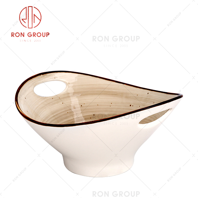 Professional ceramic manufacturer round hot plate round ceramic handle deep bowl