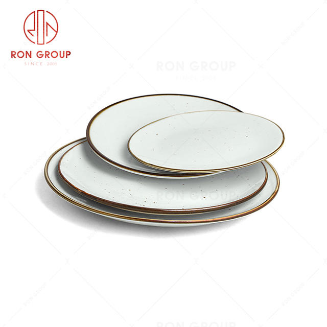 RonGroup New Color Chip Proof  Collection Misty White Bule -  Shallow Round  Plate 