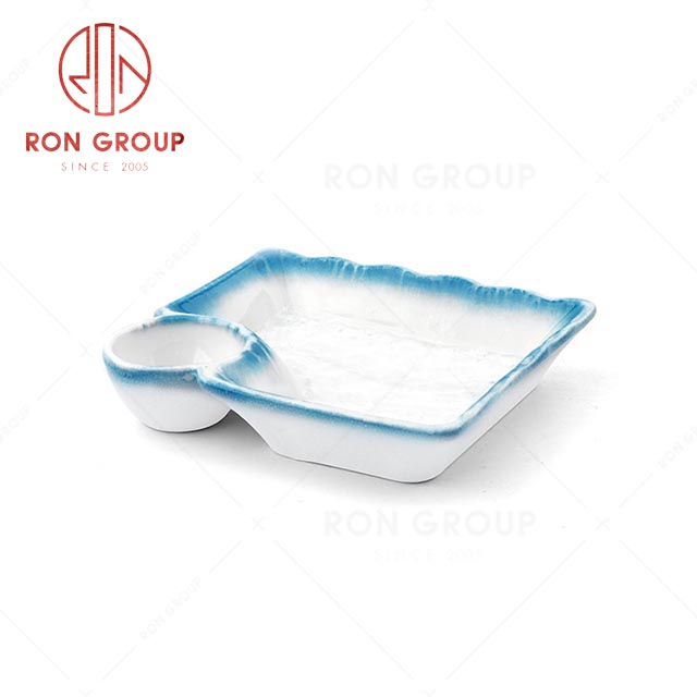 RN0660P00487 Hot Selling Unique Design  Square Blue Dumpling Plate