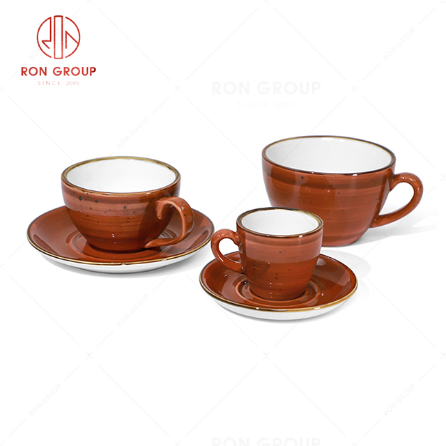 RN0037P03656-80 Wholesale Chip Proof Porcelain Tomato Jam Series  Coffee Cup and Plate