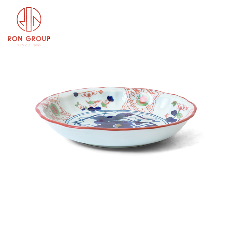New design Asian style porcelain dinnerware set restaurant hotel supplies porcelain round plate