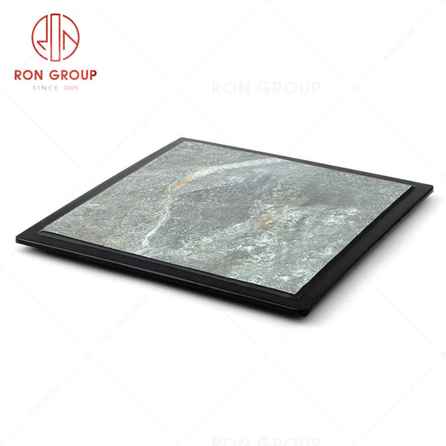 RN0039M00028 Hot Sale High Quality Durable Grey Stone Grain Melamine Square Plate