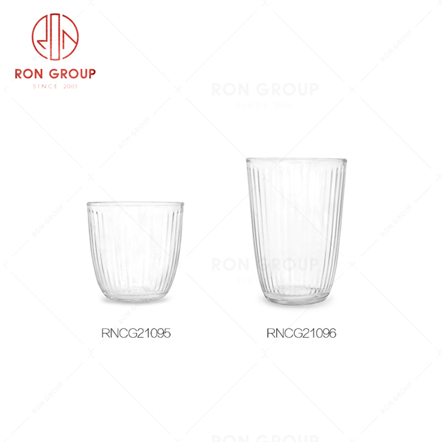 Low cost high-quality restaurant drink ware vertical stripe design hotel glass short wine cup high beverage cup