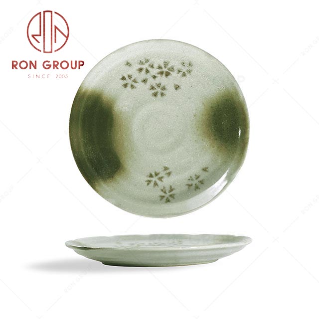 RN0039P02651  Wholesale Classic High-end Sakura Green Ceramic Riund Plate