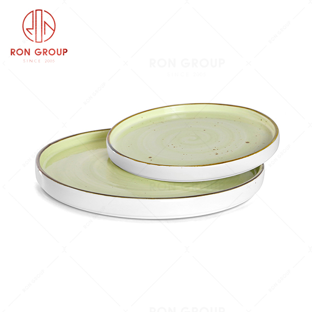 RonGroup New Color Apple Green  Chip Proof Porcelain  Collection - Ceramic Dinnerware  Round Plate