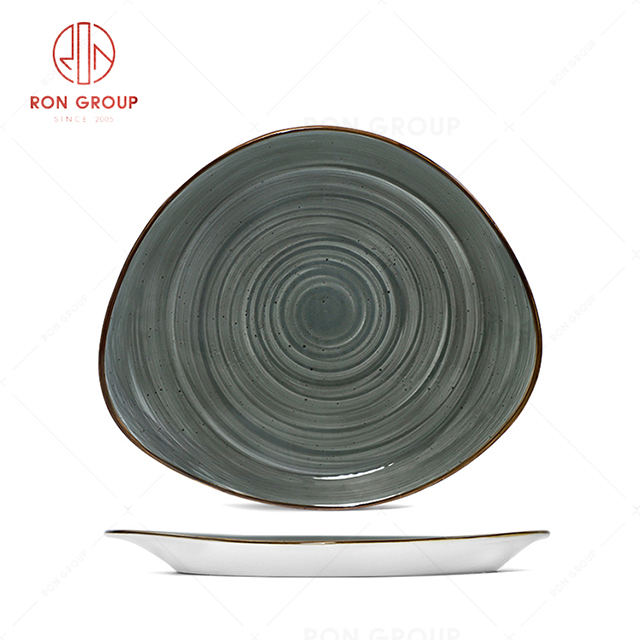 RN0037P04564 Wholesale Chip Proof Collection Dark Grey Porcelain Round Soup Plate 