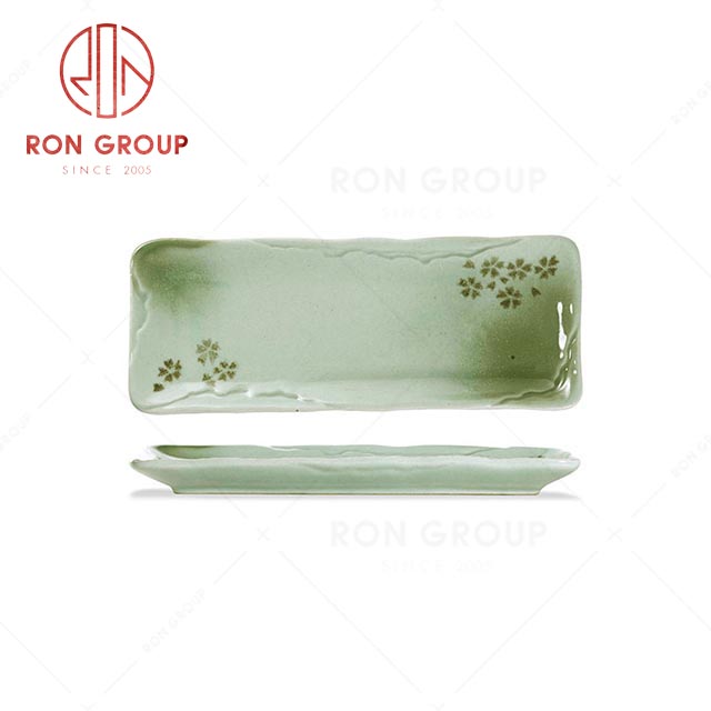 RN0039P02591  Wholesale Exquisite Japanese Style Sakura Green Plate