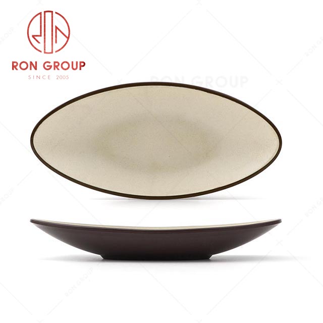 RN0011M02063-64 Wholesale Durable Terracotta Brown Series Melamine Olive Plate