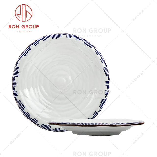 Asian style ceramic plate with custom logo serving dish ceramic tableware foshan