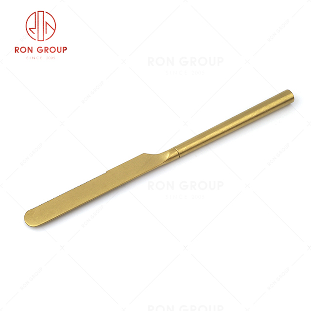 RN0178E00086 Wholesale High Quality Gold Stainless Steel Cutlery Barton Series--Table Knife