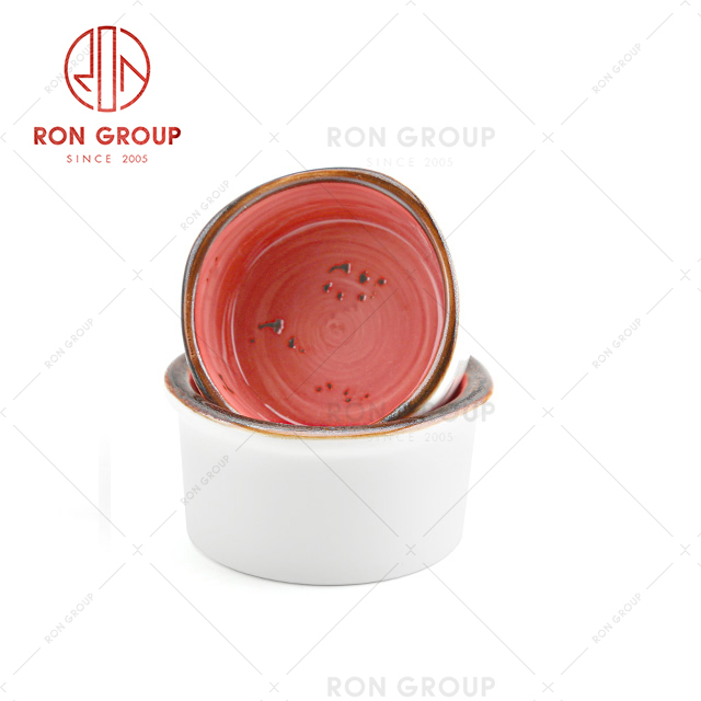 Tomato Red Porcelain Dipping Sauce Bowls