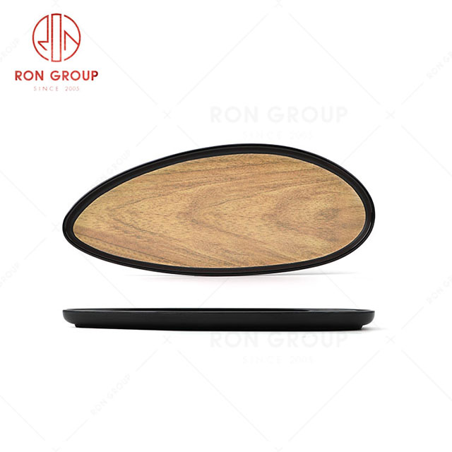 RN0039M00078-80 Hot Sale High Quality Durable Brown Wood Grain Melamine Plate